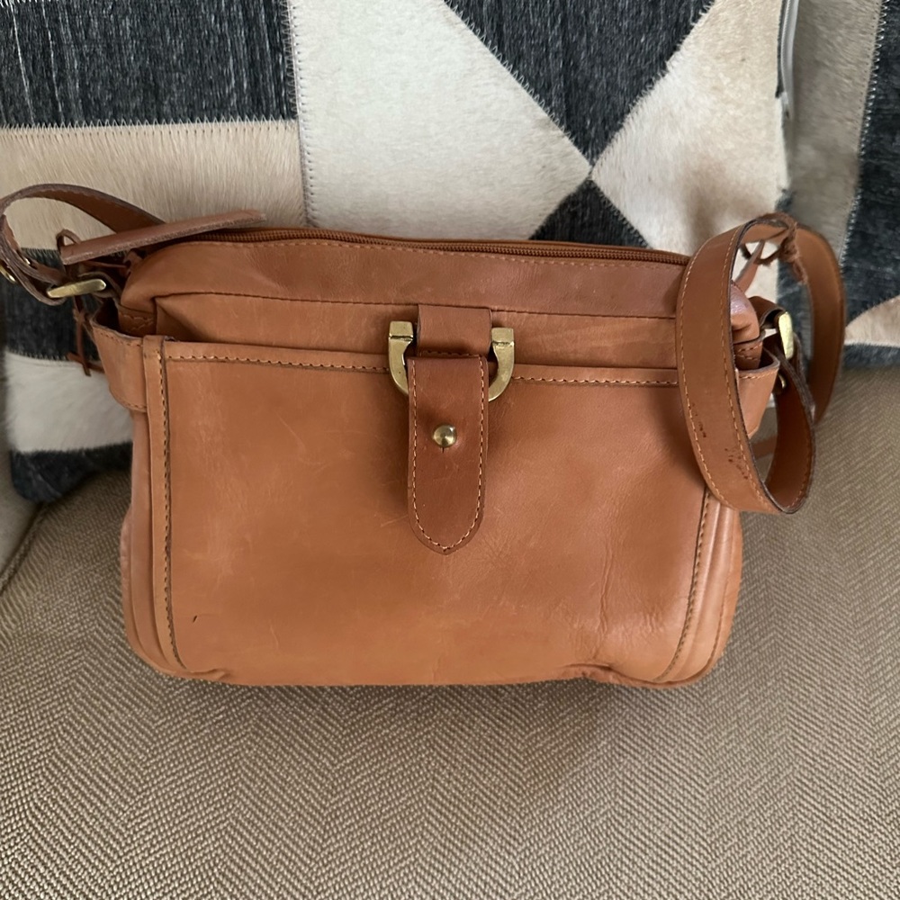 Vintage Saks Fifth Avenue Tan/ Brown Crossbody Bag